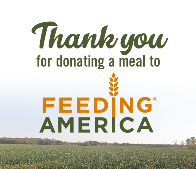 Thank you for donating a meal to Feeding America